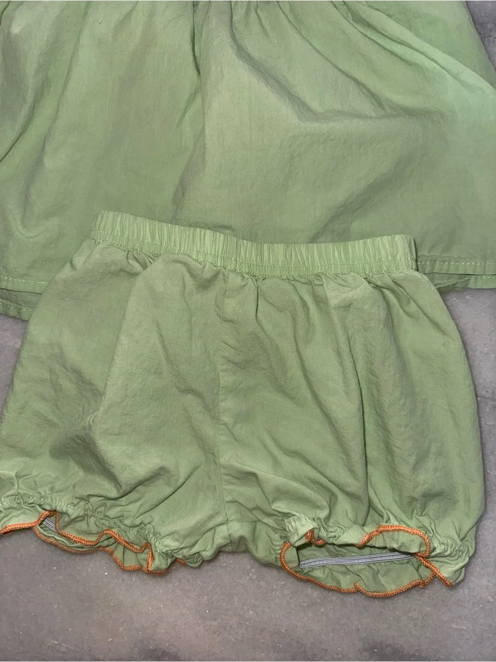 Marie Nicole Girls Light Green Pumpkin Smocked Short Set Cotton 18-24m